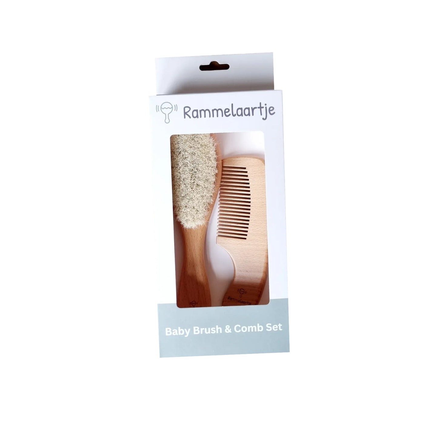 Babykamm und Babybürste aus Buchenholz – sanfte Haarpflege für Neugeborene und Babys - verpackt