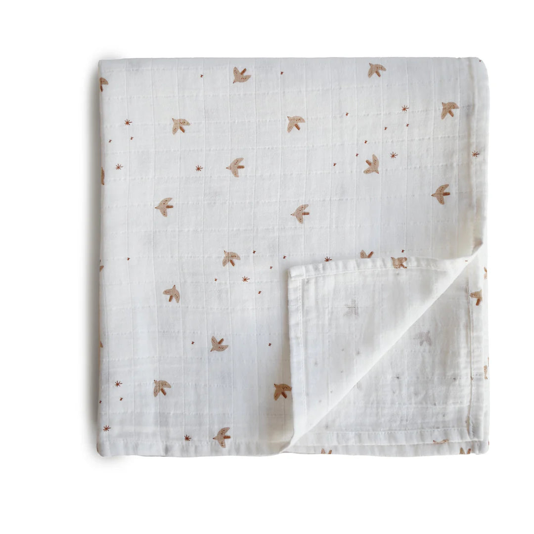 Swaddle aus Bio-Baumwolle – vielseitige Puckdecke - Spatzenmotiv