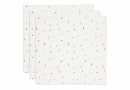 3er pack Mulltücher in großaufnahme mit JUnglemotiv 