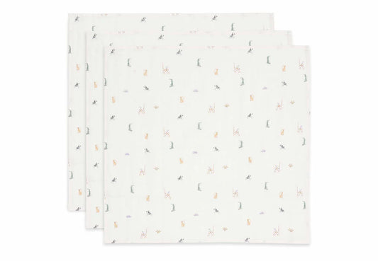 3er pack Mulltücher in großaufnahme mit JUnglemotiv 