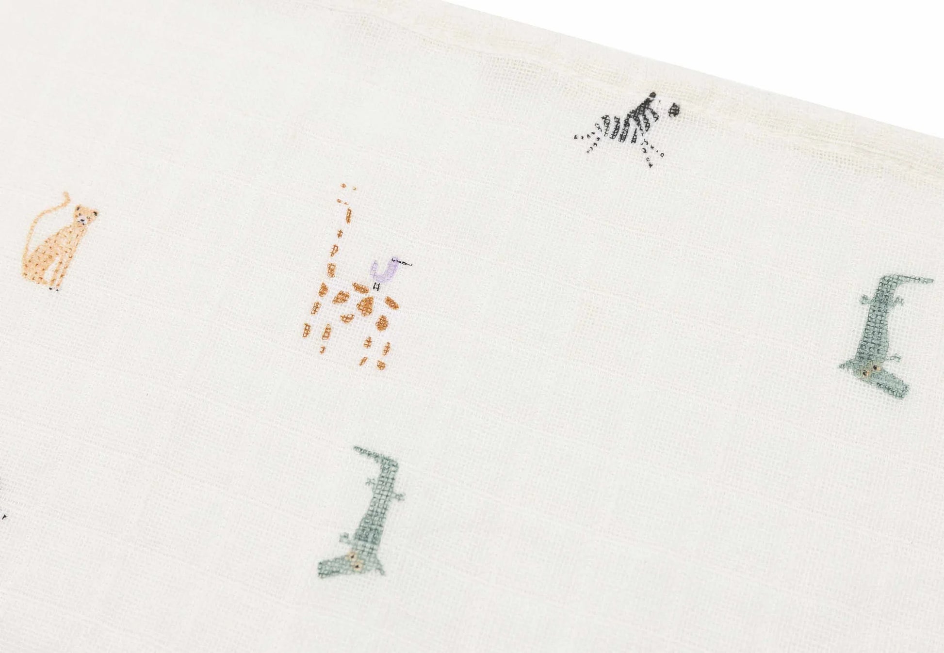 tolles mulltuch von jollein mit Dschungeltieren drauf wie Zebra, Krokodil und Leopard