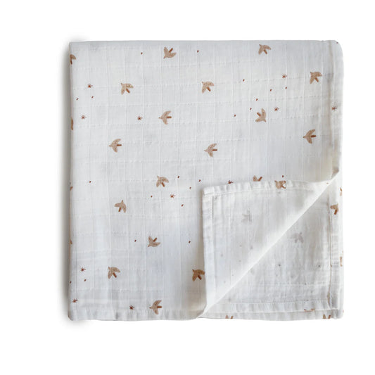 Swaddle aus Bio-Baumwolle – vielseitige Puckdecke - Spatzenmotiv
